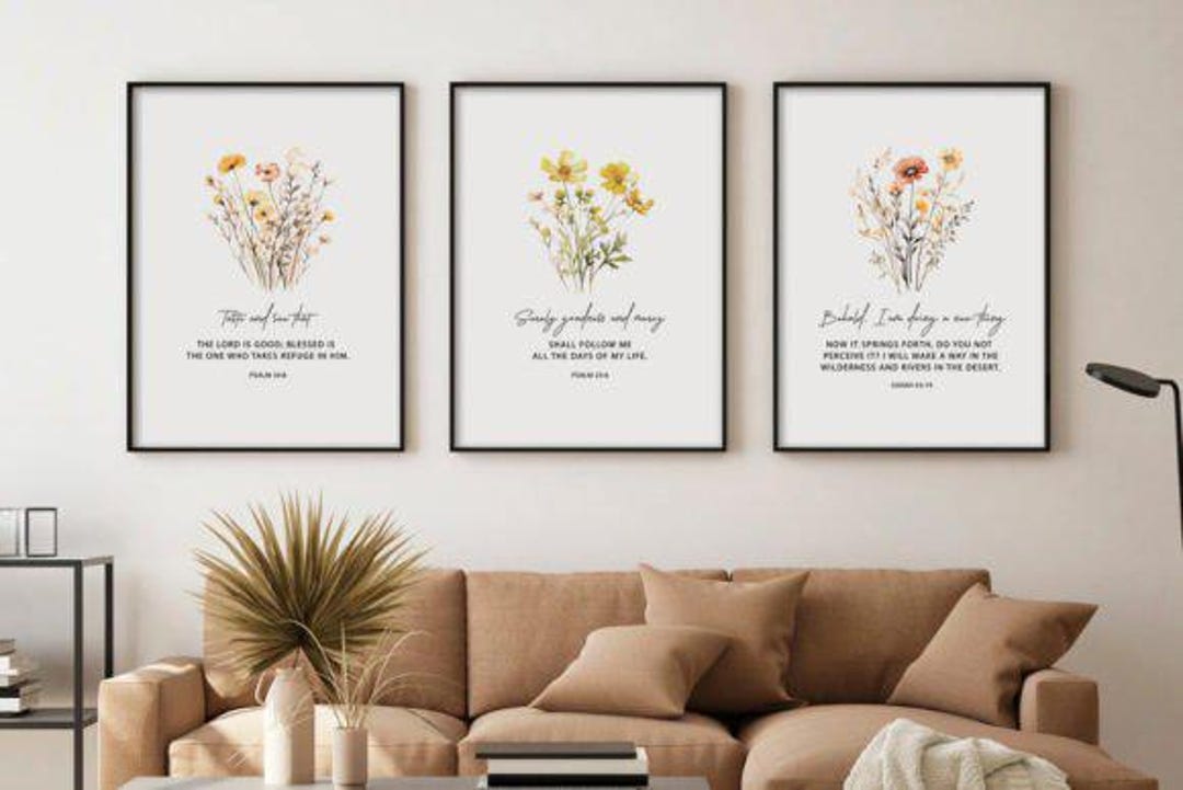 Christian Wall Art Set of 3 Bible Verse Prints Digital Download - Etsy