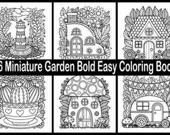 Garten Blumen Malbuch: Line Art Bold Easy Line Art (druckbar)