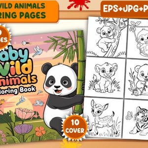 Baby Wild Animals Coloring Pages: Fun Art for Kids (Digital Download)