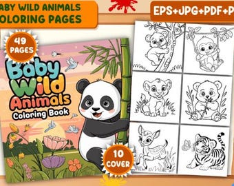 Desenhos de animais selvagens para colorir: arte divertida para crianças (download digital)