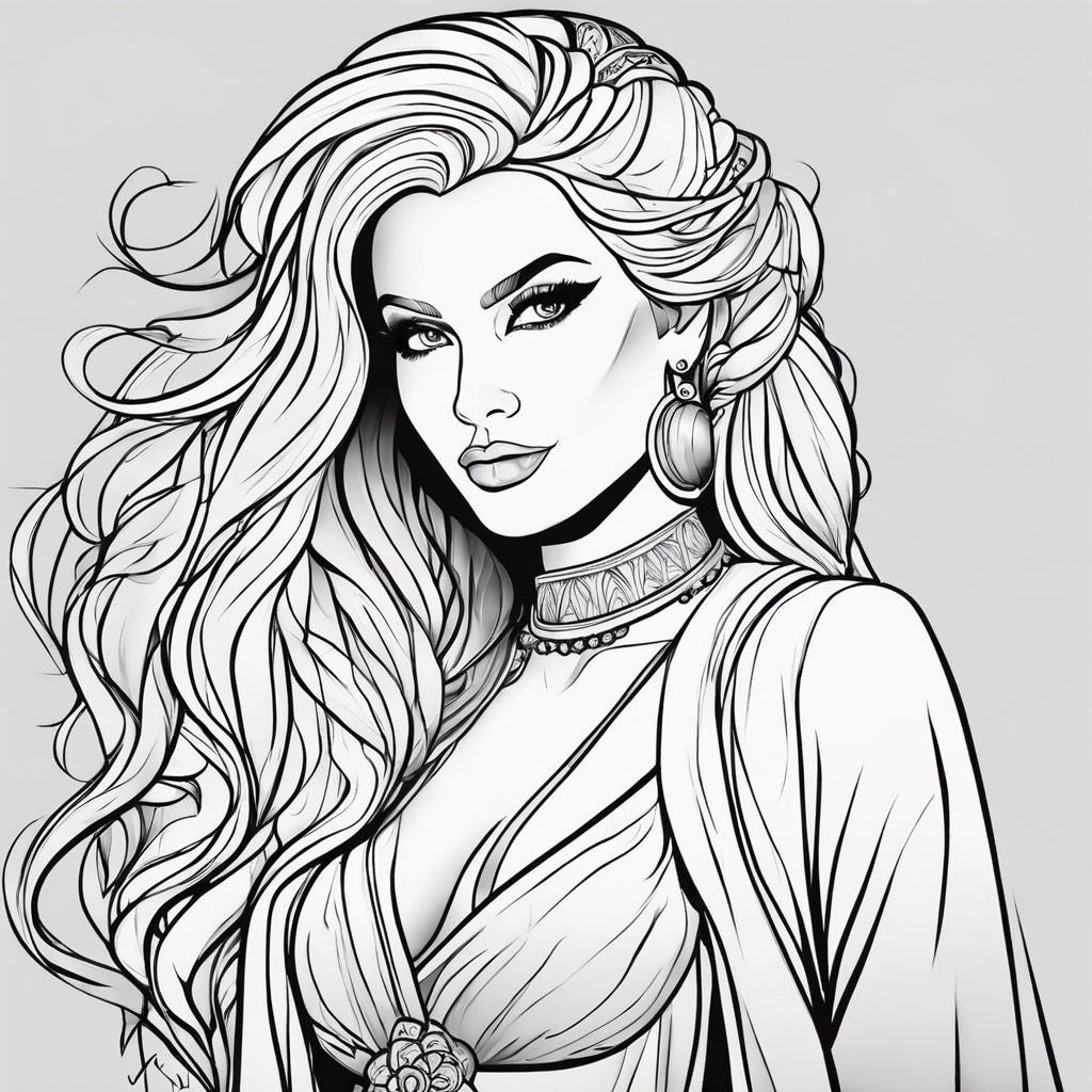 Elegant Woman Portrait Coloring Page: Printable Art Therapy (PDF) - Etsy