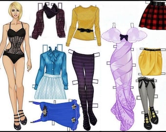 Printable Fashion Paper Doll Set: Stylish DIY Dress-Up (PDF)