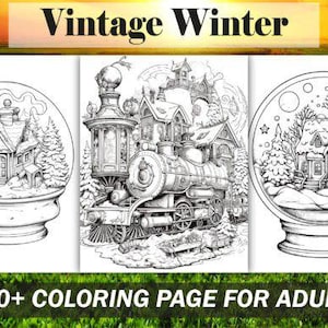 Libro para colorear de invierno vintage para adultos y niños: diseños festivos y relajantes para todas las edades.