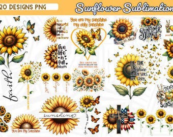 Sunflower Sublimation Designs: High-Resolution PNG Bundle (Digital Download)