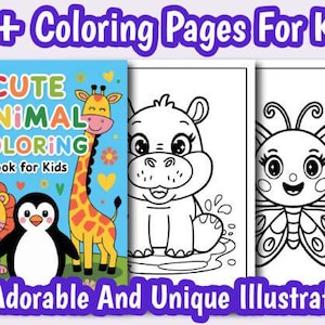 Cute Animals Coloring Pages for Kids – Fun & Printable Toddler Coloring Sheets – Easy Preschool Activity – Instant Download JPG