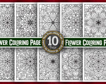 Mandala de peonía para colorear: Arteterapia floral (PDF imprimible)