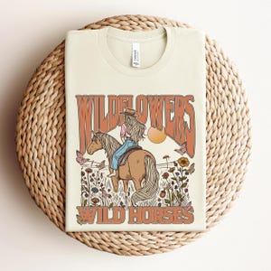 YOUTH Wildflowers and Wild Horses Shirt Rodeo Shirt Cowgirl Shirt Country Concert Tee Gift For Horse Lover Retro Rodeo Shirt Gift For Girl