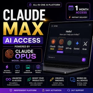 Claude Max AI Access – Multi AI Chat Tool (GPT, Gemini, Grok) | 1 Month