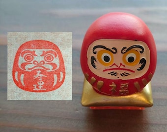 Custom japanese name stamp. Personalized hanko stamp with your name. Japanese kanji calligraphy. Custom name art. Daruma figure.