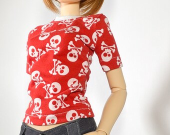 Camisa roja con calaveras para muñeca BJD SD de 1/3 (niña)