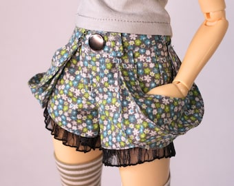 Pantalones cortos para muñeca BJD Mille-Fleur MSD, bolsillos funcionales y dobladillo con volantes
