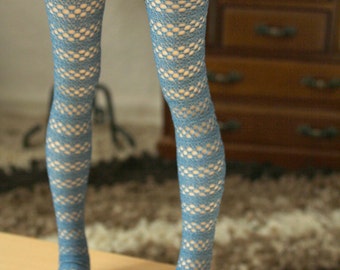 Medias para muñecas BJD - Rayas - Jacquard azul