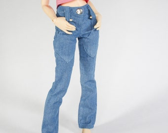 Pantalones vaqueros MSD BJD para muñeca delgada de 1/4, en color azul claro, para muñecas articuladas femeninas.