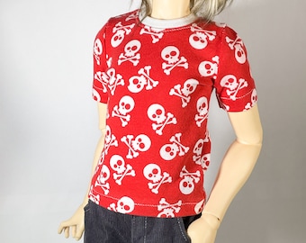 BJD SD Boy Shirt red with skulls Feeple60 SD13 1/3