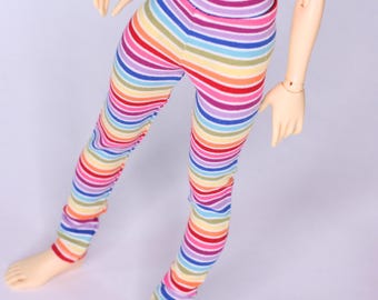 Leggings con rayas arcoíris para muñecas BJD Minifee