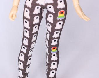 Leggings gris oscuro con estampado de fantasmas para muñecas BJD Minifee de 1/4