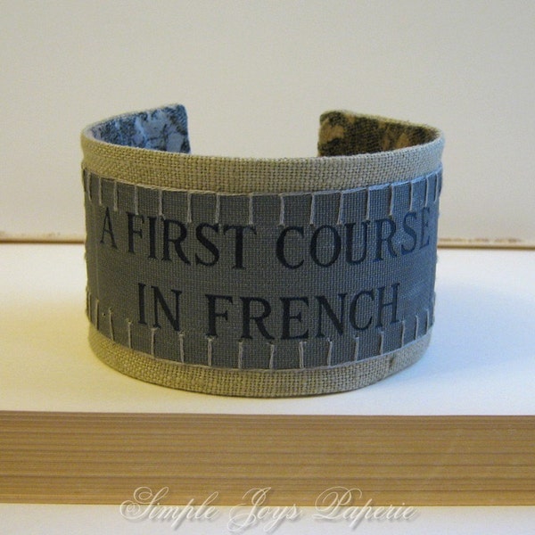 Vintage French Book Cover Cuff  - As seen in Better Homes and Gardens - Eco Friendly - Extra Large - Men, Guys, Brother, Boyfriend, Husband