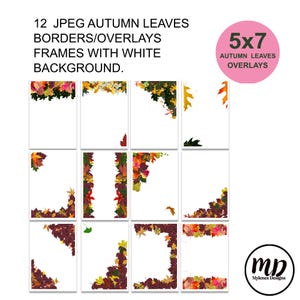 Bundle de cliparts automne 5 x 7, bordures, images clipart, pour vos faire-part de mariage, agendas, journaux, superpositions