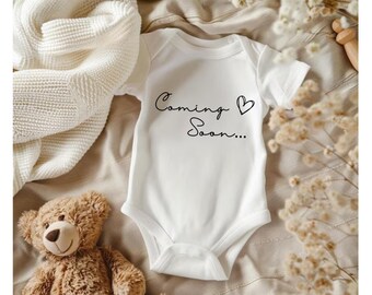 Baby Announcement | Personalised Coming Soon | Family Surname | Due date | Vest, Sleepsuit, Romper, Bib Babygrow | Baby Due | Pregnancy Gift