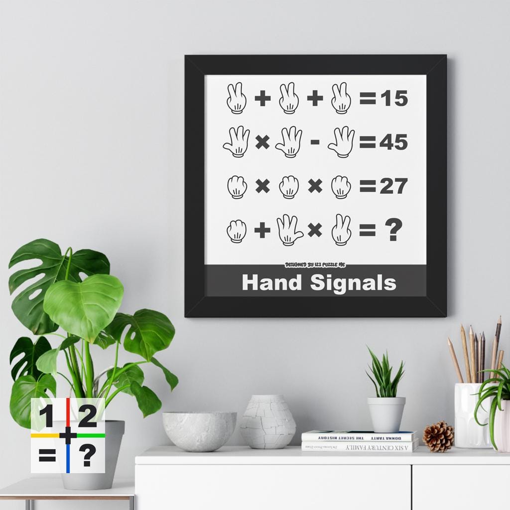 Hand Signals For Math Discourse Hand Signals Puzzle Poster | Minimalist Math Riddle Wall Art | Smart ...