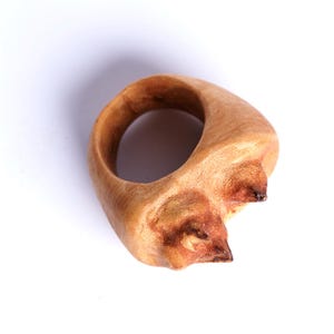 Handcrafted Burl Wood Ring – Mountain-Inspired Design