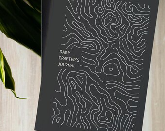 Daily Guided Journal for Crafters | Topography Cover | Wellness Journal, Manifestation Journal, Mood Journal, gift for her, gift for him