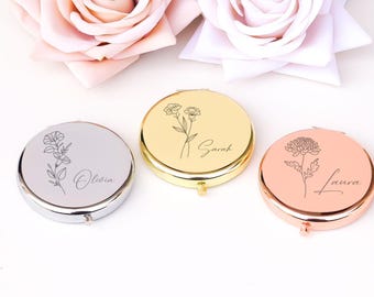 Compact Mirror Engraved Personalized Gift for her, Bridesmaid Proposal Pocket Mirror, Bridesmaid Gifts for Women on Mother's Day Valentine's