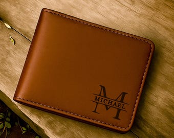Engraved Leather RFID Wallet , Personalized Genuine Leather Custom Wallet 2nd Anniversary Gift Christmas Gift Husband Father Dad Boyfriend