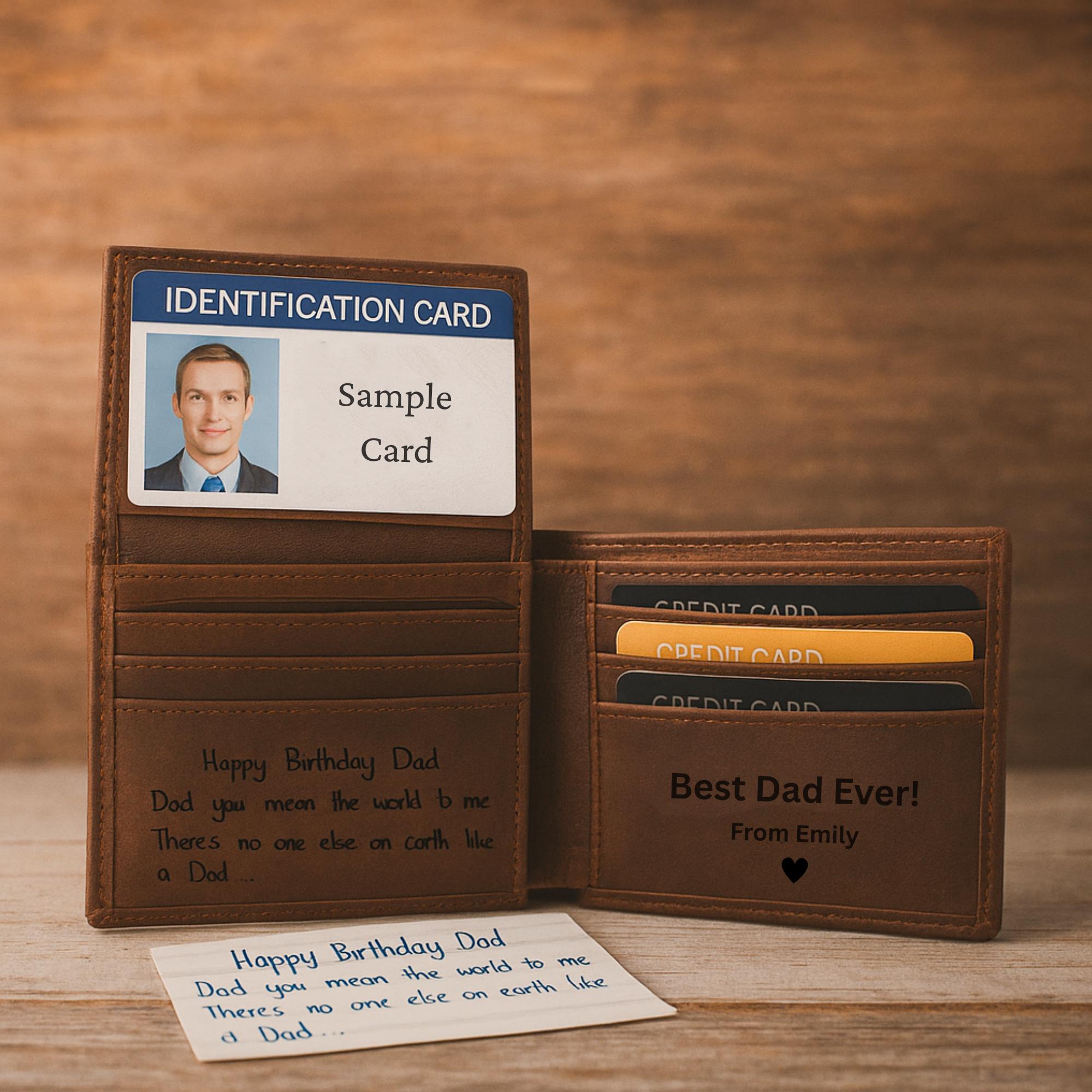 Personalized Leather RFID Wallet Engraved Genuine Leather Customized Wallet Birthday Anniversary Christmas Gift for Dad Husband Boyfriend