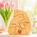 Personalized Wooden Bear Family Puzzle, Custom Family Name Gift Engraved Wood Keepsake Dad Gift from Kids, Mother Day Family Gift Home Decor
