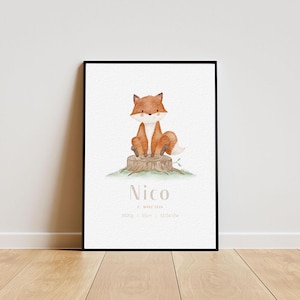 Personalisiertes Poster zur Geburt - Little Fox