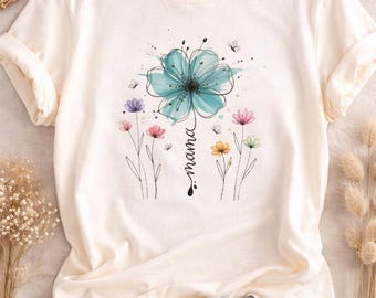 T-shirt Sweat Hoodie Mama Floral Aquarelle | Flocage DTF | Cadeau Fête des Mères Maman Tendance