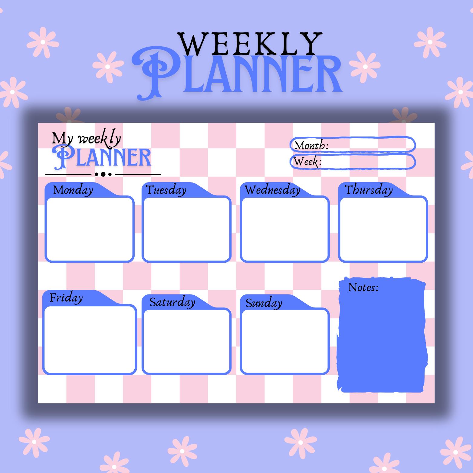 Printable Horizontal Weekly Planner: To-do List (digital Download) - Etsy