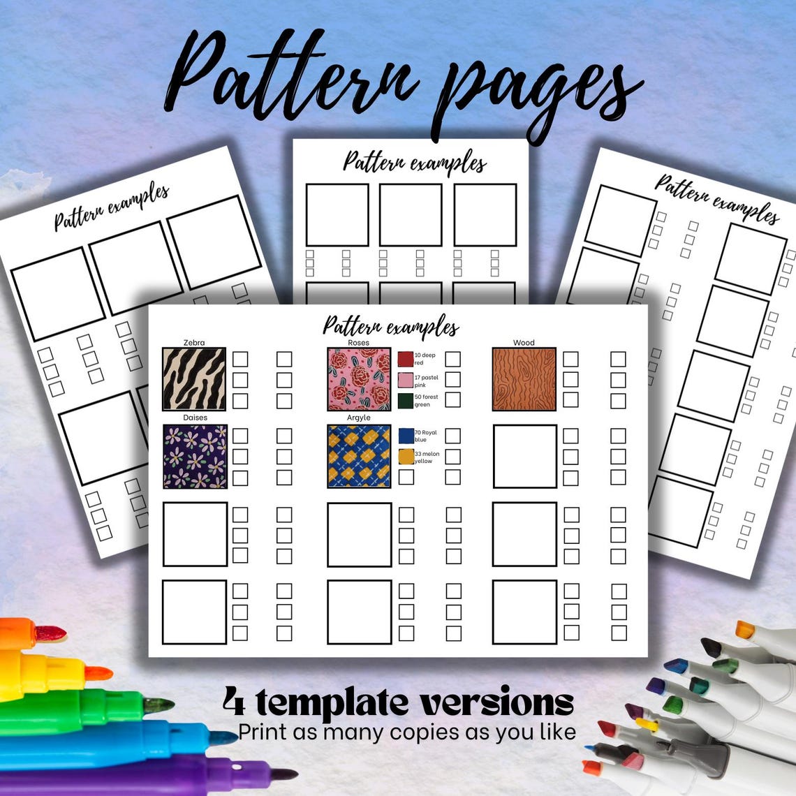 Coloring Pattern Templates: Practice Sheets (PDF Download) - Etsy