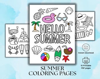 Dibujos para colorear de verano para niños: Divertida actividad imprimible (Descarga digital)