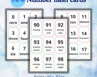 Number Flashcards 1-100: Preschool Counting (Digital Download)