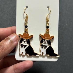 Cowboy Border Collie Dog Earrings, Cute Dog Breed Earrings, Gofts for Dog Lovers and Parents