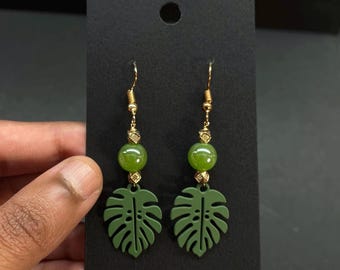 Monstera Leaf Earrings, Plant Mom Jewelry