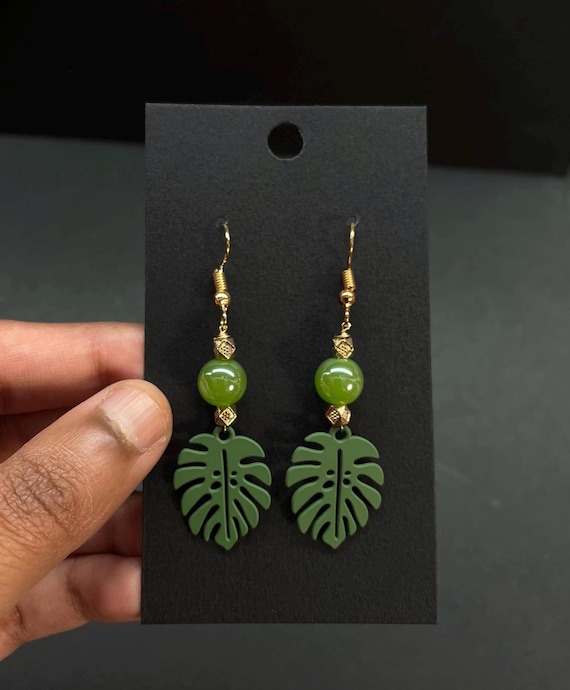 Monstera Leaf Earrings, Plant Mom Jewelry