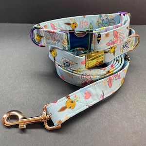 Eevee Evolution Pet Collar and Leash Cosplay Set, Anime Inspired Pet Cosplay, Anime Theme Gifts for Pets