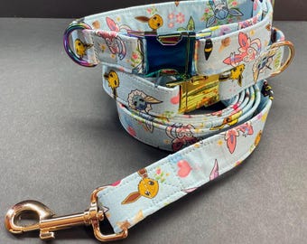 Eevee Evolution Pet Collar and Leash Cosplay Set, Anime Inspired Pet Cosplay, Anime Theme Gifts for Pets
