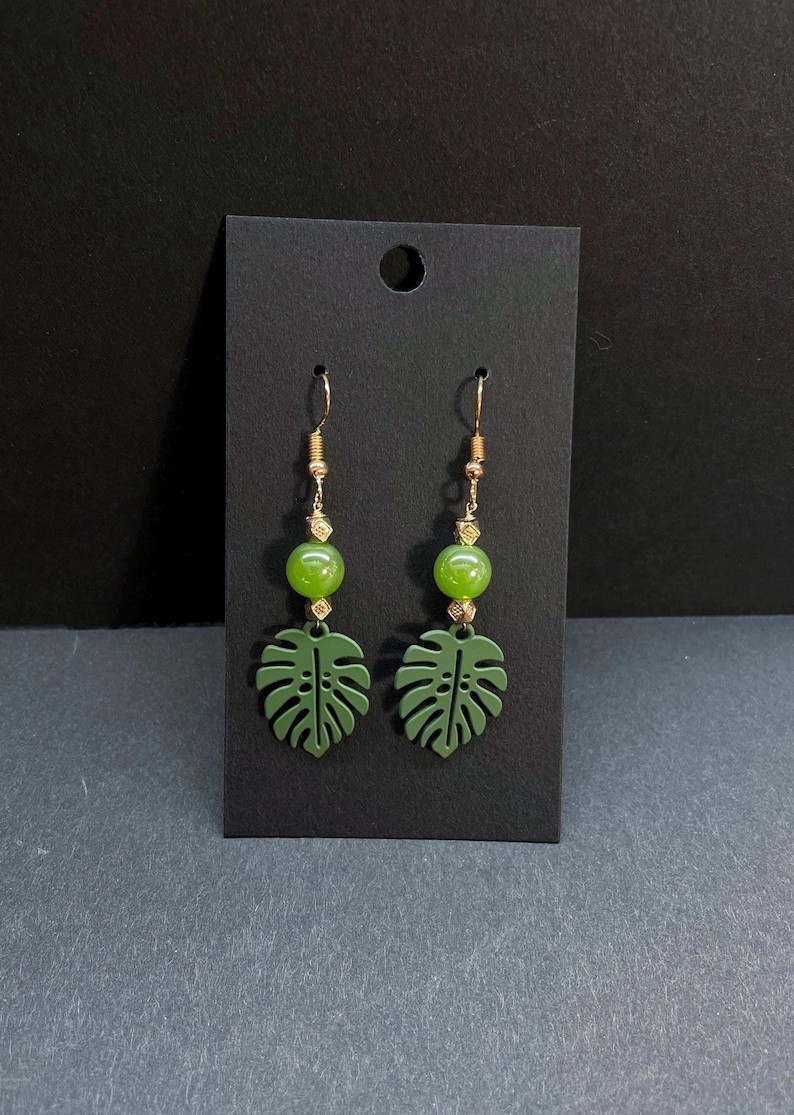 Pendientes de hoja de monstera, joyería para amantes de las plantas imagen 2