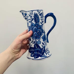 Vintage Formalities by Baum Bros Blue and White Chinoiserie Pitcher Wall Pocket