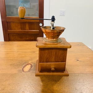 Vintage Copper and Wood Coffee Grinder/Mill