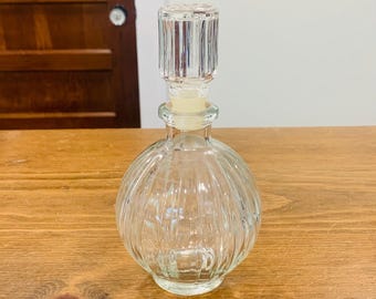 Vintage Klare Glas geriffelte runde Köln / Parfüm Flasche