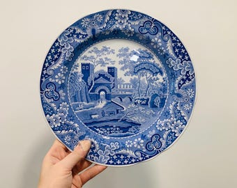 Vintage English Spode The Blue Room Blue and White Toile "Castle" Plate