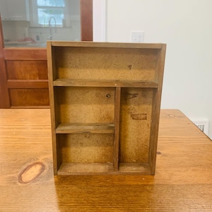 Vintage Primitive Wood Small Trinket Tray or Display Wall Hanging Shelf