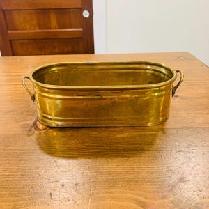 Vintage Brass Oblong Planter with Handles