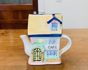 Vintage 2000 Collectors Series Cottagecore "Cafe" Storefront Teapot