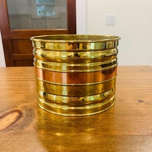 Vintage Brass and Copper Round Planter